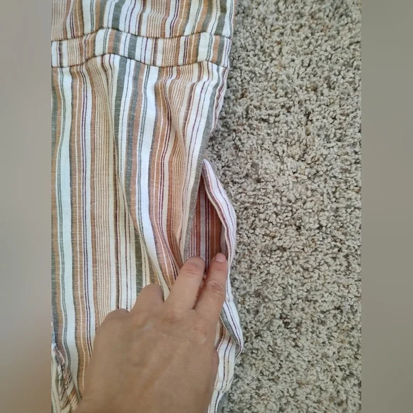 Drew Anthropologie Striped Linen Blend Sleeveless Raw Hem Jumpsuit - Picture 5 of 9
